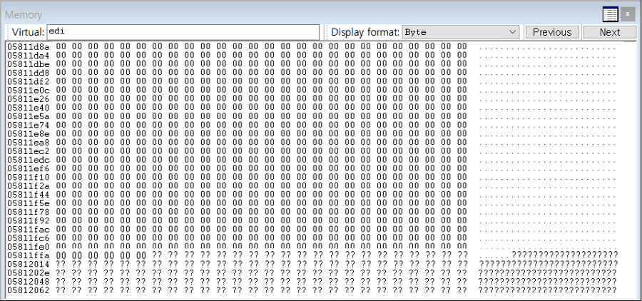 Buffer overflow step 1